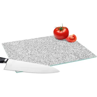 MuchoWow Schneidebrett Granit - Schwarz - Weiß - Gemustert - Grau, Glas, Schneidebrett Glas, Küchenbrett, Rutschfest, 28x20 cm grau 28 cm x 20 cm x 0.8 cm