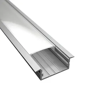 LEDomec LED Einbauprofil WIDE-IN-20 Aluminium Silber für LED Streifen bis max. 20mm inkl. Abdeckung klar oder milchig, für Innen- und Außenanwendung, Leiste (1m + milchige Abdeckung)
