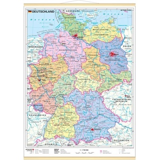 Stiefel Eurocart Deutschland, politisch 1 : 1 700 000. Wandkarte Mini-Format
