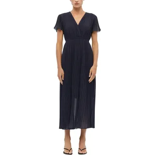 COMMA Damen Midikleid mit V-Ausschnitt – Plissee, Flügelärmel, elastischer Bund - 38
