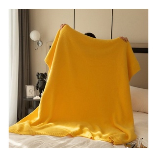 Wohndecke extra weiche gestrickte Decke, leicht, gemütlich, FIDDY, warm, flauschig, geeignet für Sofa und Bett, 130x160cm." gelb