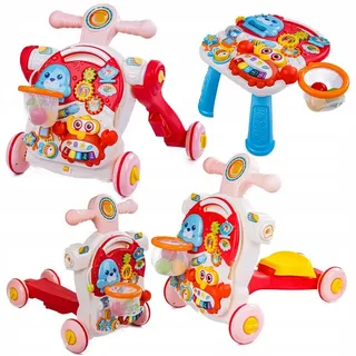 Coil Lauflernwagen 5-in-1, Lernspielzeug, Musikspielzeug,für Kinder, Lauflernwagen mit Licht und Musik, Roller, Spieltisch, höhenverstellbar, ab 12 Monaten (Rosa)