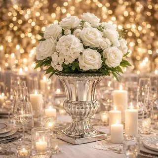 24 cm Blumentopf Vase Deko Hochzeitsdeko Übertopf Blumenvase Amphore Pflanzgefäß Pflanztopf Hochzeitstischdeko Keramik Vase Tischvase Silber Amphorenvase Trompetenvase Deko Vase Hochzeitsdekoration