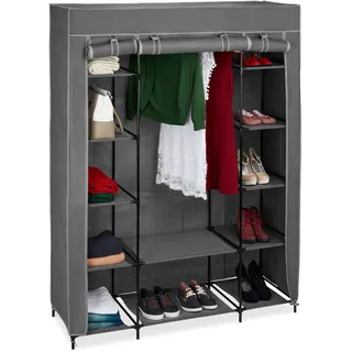 Relaxdays Stoffschrank 135 x 175 x 45 cm Anthrazit