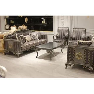 Xlmoebel Polstergarnitur Elegante Wohnlandschaft in hochwertigem Stoff mit zeitgemäßem Design, (3-tlg., 2x Sofas + Sessel), Hergestellt in Europa grau