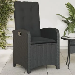 Festnight Gartenstuhl Hochlehner Verstellbar Rattan Liegestuhl Polyrattan Sessel Verstellbar Rattansessel Outdoor Verstellbar mit Kissen Schwarz Gartensessel Liegesessel Rattan Garten