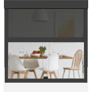 CLIP'N'SHADE Grau - Aussenrollo gegen Hitze, Jalousie, Sichtschutz und Abdunkelung für Fenster, Hitzeschutz Rollo ohne Bohren (Breite: 90 cm, Höhe: 143-160cm, Blickdicht)