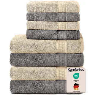 Komfortec Handtuchset 8-tlg. beige/grau
