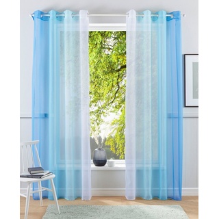 Gardine Valverde, my home, Ösen (2 St), transparent, Voile, Vorhang, 2-er Set, Fertiggardine, Farbverlauf blau 144 cm x 245 cm