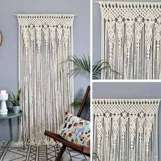 Makramee-wandvorhang – Handgefertigter Boho-vorhang, Makramee-türvorhang – Wohnaccessoires Für Tür Und Fenster, Fürs Schlafzimmer, 18090 Cm