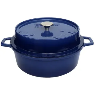 Grillfürst Bratentopf Grillfürst emaillierter Dutch Oven ohne Füsse DO4 - blau