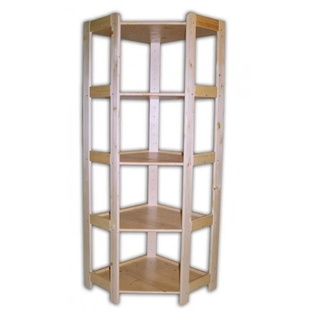 HOLZREGAL MASSIVHOLZ ECKREGAL 70 X 70 X 166 CM, 5 FACHBÖDEN - NATUR