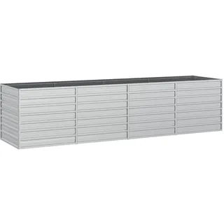 vidaXL Garten-Hochbeet verzinkter Stahl rechteckig 320 x 80 x 77 cm Silber 