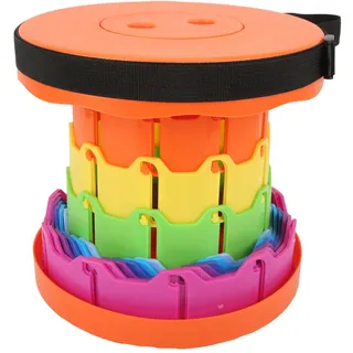 Tragbarer, Ausziehbarer, Farbenfroher, Leichter Und Faltbarer Teleskophocker, Ideal Für Camping, Gartenarbeit, Angeln, Wandern, Reisen Und Grillabende (orange Regenbogen).