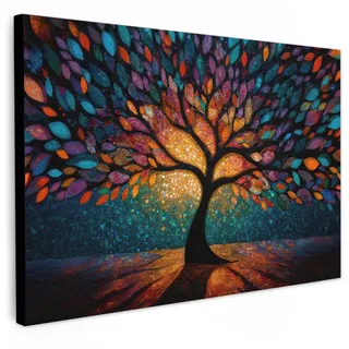LEINWANDBILD Mosaik - Bunt - Baum - Äste Wohnzimmer Groß 120x80 cm