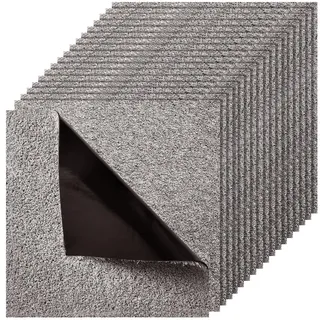 Vevor Teppichfliesen 457,2 x 457,2 x 12 mm, 10er-Pack, selbstklebender Teppichboden mit Fläche von 2 m2, Teppich Bodenbelag, einfacher DIY-Austausch für Wohnzimmer und Büro, Dunkelbraun