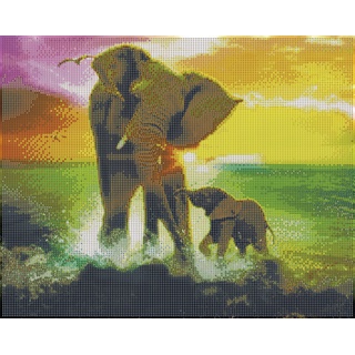 Diamond Painting "Sommer-Elefanten" 50 X 40 Cm