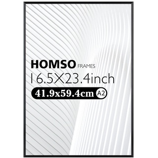 Homso Aluminium Fotorahmen A2 42 x 59.4cm Schwarzer Posterrahmen Metall Bilderrahmen Zertifikatsrahmen Wandmontiert