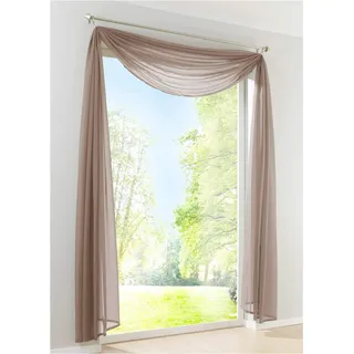 Yaland Voile Bogenvorhang Uni Querbehang HxB 400x140cm Hellbraun 1 Stück | Transparenter Hochzeitsvorhang Chiffon Freihandbogen einfarbig Wohnzimmer Gardinenschal Schalvorhang Bogenform