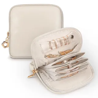 SITHON Reise Schmucktasche, Kunstleder Schmuckbeutel für Frauen | Schmuck Organizer Tasche Schmuck Aufbewahrung Tasche mit Halskette Halter, Ring Halter, Ohrringe Organizer für Damen Mädchen