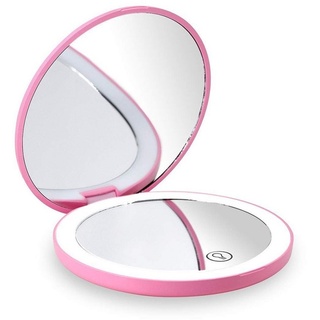 GelldG Schminkspiegel Schminkspiegel LED-Make-up-Spiegel beleuchteter Handspiegel rosa