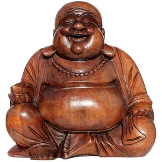 Wogeka Buddhafigur lachender Happy Buddha Holz-Figur 30 cm