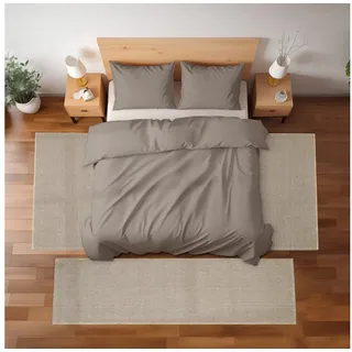 Carpettex Kurzflor-Bettumrandung Bordüre Design, Höhe 7 mm, (Bett-Set, 3-tlg., Bettvorlage), Schlafzimmer Teppich Bettumrandung Läufer Set 3 teilig beige 2 St. x 60 cm x 100 cm | 1 St. x 80 cm x 150 cm