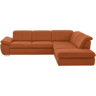 Beldomo Speed Ecksofa, Terracotta, Metall, 3-Sitzer, Ottomane rechts, L-Form, 318x260 cm, Goldenes M, Typenauswahl, Bettkasten erhältlich, Stoffauswahl, Bettfunktion Hocker Rücken echt, Wohnzimmer, Sofas & Couches, Wohnlandschaften, Ecksofas