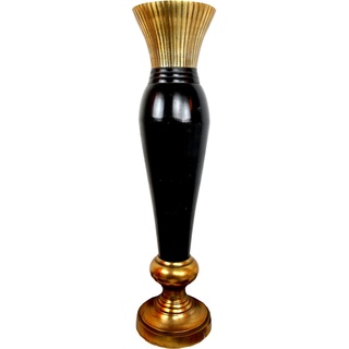 Casa Padrino Art Deco Vase Schwarz / Gold Massiv 110 cm