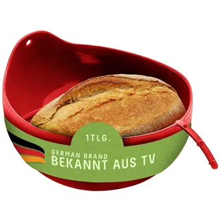 Coolinato 3 in 1 Silikon Universalschüssel Rot, Brotbackform zum Backen, Mixen und dünsten, hitzebeständig bis 230 °C, 24cm
