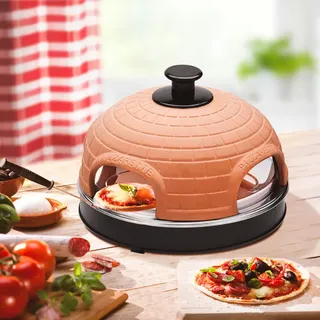 Monsterzeug Mini Pizza Stein-Ofen mit Haube aus echtem Terrakotta