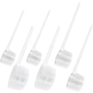 Messlöffel Gramm, 6 Stück Dosierlöffel Transparent Protein Löffel Kaffee Messlöffel Proteinpulver Waschpulver Dosierer mit Skala 5g 10g 15g Waagen Scoop Löffel für Backen Küche