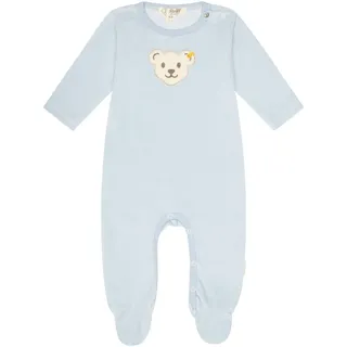 Steiff Baby Strampler - Body, Baumwolle, Bär, Logo, Druckknöpfe, langarm, einfarbig Hellblau / 74