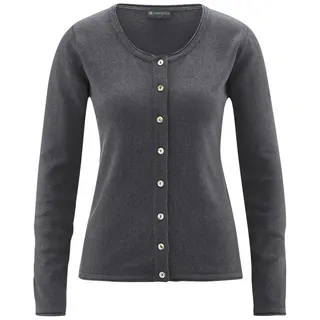 HempAge Cardigan Gestrickter Cardigan recycled Hanf/Biobaumwolle Damen - Normal Fit schwarz XL