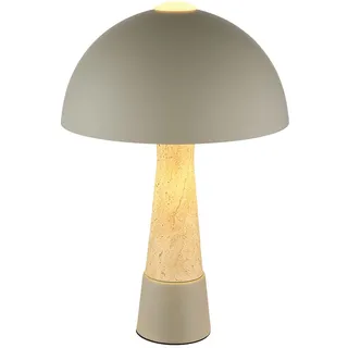 Tischlampe Leseleuchte Travertine Optik Pilz Design Tischleuchte Nachttischlampe grau, 1x E27 Fassung, DxH 25 x 36,5 cm