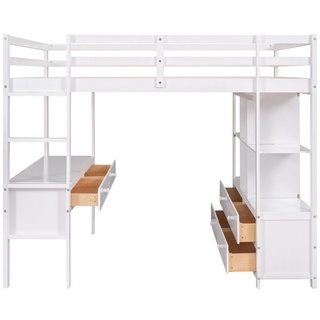 PFCTART Hochbett Kinder-Hochbett, 2-in-1-Bett mit Schubladen und Schreibtisch (140 x 200cm)