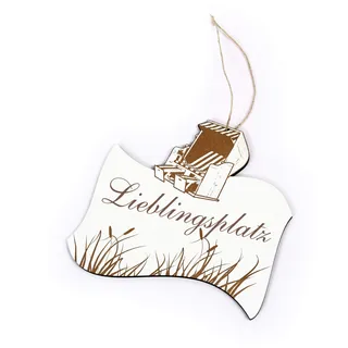 Maritimes Schild LIEBLINGSPLATZ - Strandkorb Schilf Deko - 20 x 20 cm