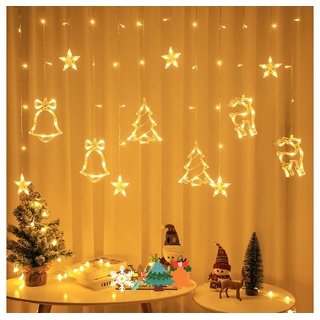 autolock LED-Lichterkette LED Lichterkette Weihnachten, 3M Weihnachtsbeleuchtung, 8 Modi, Lichterketten Vorhang Innen Außen Deko für Fenster, Party, Balkon weiß