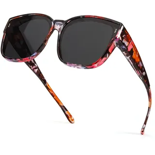 TJUTR Überzieh-Sonnenbrille für Damen, Polarisierte Überbrille mit UV400-Schutz, Sonnenbrille über Normale Brille für Autofahren, Spaziergänge & Alltag - XL