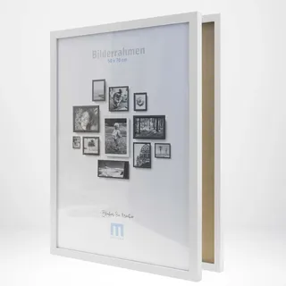 M MERCEO 2 Stk. Bilderrahmen 50x70cm in weiß aus MDF, minimalistisch & modern für Fotos & Bilder. Inkl. Acrylglasschutz. Eignet sich als Tisch-Aufsteller und für die Wand, Hochformat oder Querformat.