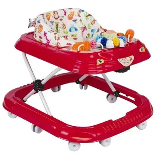Baby Gehwagen Gehfrei Lauflernwagen Babywalker Lauflernhilfe Alpina, Farbe:Rot - Rot