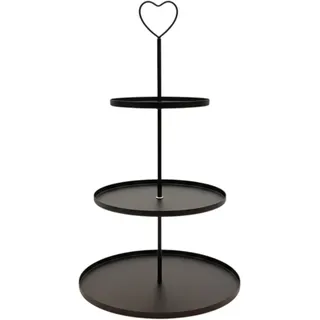 Meinposten Etagere Paris schwarz 48x30 rund Metall 3 Schichten 3-Stöckig Vintage Muffin Herz