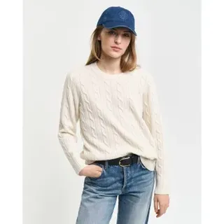 Gant für Damen. 4805315 Rundhalsausschnitt Schafe Wolle Achter gestrickt Pullover weiß (M), Lässig