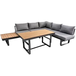 bellavista - Home&Garden® Gartenlounge-Set »Largo« Lounge Set Alu Loungemöbel Sitzgruppe Essgruppe Gartenmöbel, (Set, 3-tlg), grau, Aluminium, für 6 Personen, wetterfest - Garten, Terrasse grau