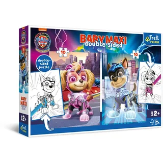 Trefl Primo - PAW Patrol: The Mighty Movie, Helden auf Vier Pfoten - 4in1: Puzzle 2x10 Große Elemente, Buntes Puzzle mit Helden der Fernsehserie PAW Patrol, für Kinder ab 2 Jahren