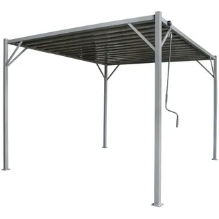 4iQ Pergola 3x4 m Grau mit verstellbarem Lamellendach Metall Pavillon