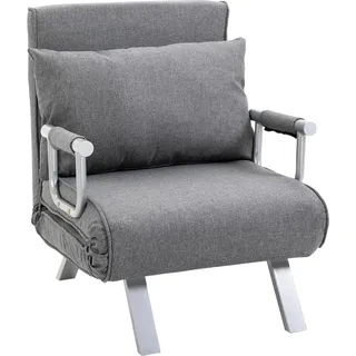 HOMCOM Schlafsofa mit Armlehne 65x69x80cm  3-in-1 Schlafsessel, Gästebett, Chaiselongue, leinenartiges Polyester, Grau  Aosom