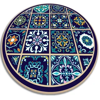VINYL TEPPICH Ø130 cm Portugiesische Fliesen