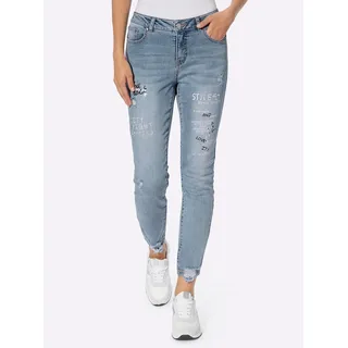 Bequeme Jeans HEINE Gr. 38, Normalgrößen, blau (blue, bleached) Damen Jeans Ankle 7/8