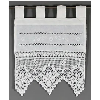 HOSSNER - ART OF HOME DECO Scheibengardine Traunsee, Schlaufen (1 St), blickdicht, Wirkware, m. Stickerei, Hohlsaum u. Häkelspitze beige 40 cm x 100 cm